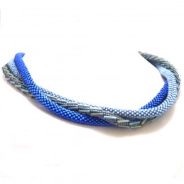 Halsketting gehaakt set van 3 blauw